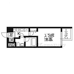 プレサンスNEO京都烏丸 1Kの間取図画像