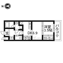 アーバネックス東山三条 1DKの間取図画像