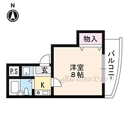 ラフォーレ円町 1Kの間取図画像