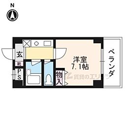 リバティ東大路 1Kの間取図画像