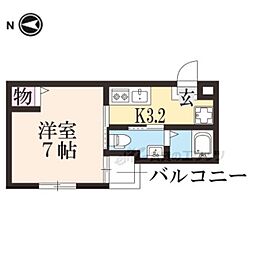 オリエント五条坂 1Kの間取図画像