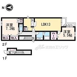 フェリス紫竹 2LDKの間取図画像