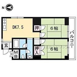 コーポラス北野 2DKの間取図画像