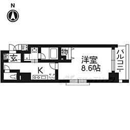 アスヴェル京都河原町二条 1Kの間取図画像