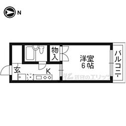 グランディール堤 1Kの間取図画像