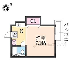 ラルン柏野 1Kの間取図画像