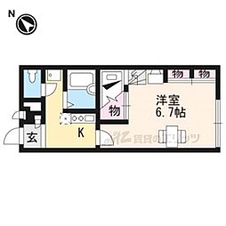 レオパレス氷室 1Kの間取図画像