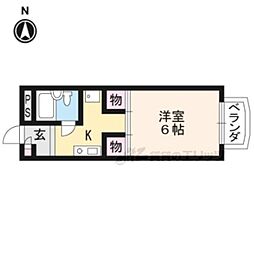アイリス衣笠 1Kの間取図画像
