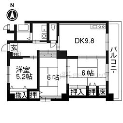 やまわ小路 3LDKの間取図画像