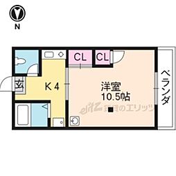 グリーンハイツ西棟 1Kの間取図画像