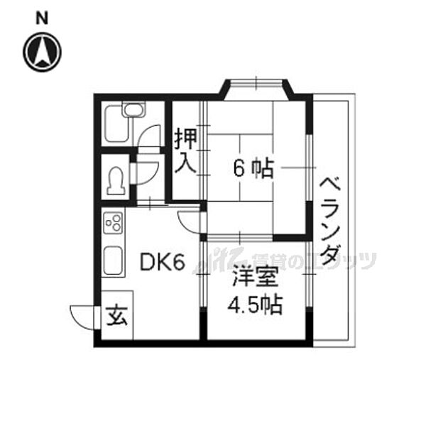 ベルビュー廣田 301｜京都府京都市右京区梅津堤上町(賃貸マンション2DK・3階・35.00㎡)の写真 その2