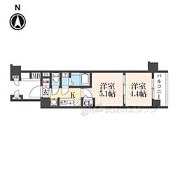 京都市上京区革堂前之町マンション 2Kの間取図画像