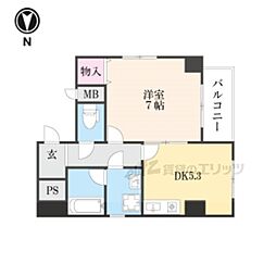 ヴィルヌーブ堀川七条 1DKの間取図画像