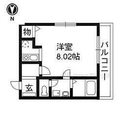 パークサイド秀泉 1Kの間取図画像