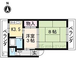 洛西マンションNo.1 2Kの間取図画像