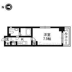 コスモフォーラム四条 1Kの間取図画像