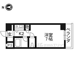 ノアーズアーク京都五条 ワンルームの間取図画像