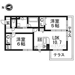 ボヌール壬生 2LDKの間取図画像