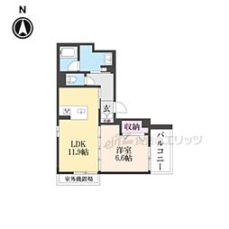 リベルテ猪熊 1LDKの間取図画像