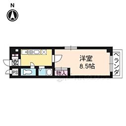 クオーレ京都 1Kの間取図画像