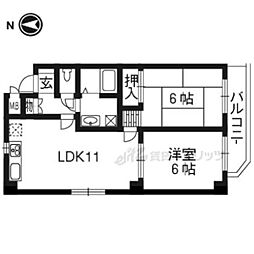 藤波ビル 2LDKの間取図画像