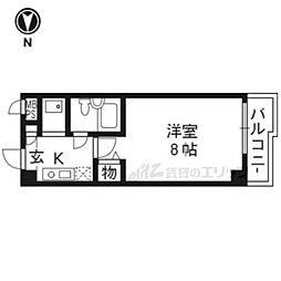 パラドール西院パート1 1Kの間取図画像