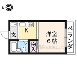 ヴィラ里の前 1Kの間取図画像