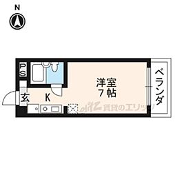 チコーベルメゾン桂 1Kの間取図画像