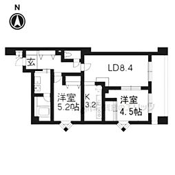 パインフィールド七条 2LDKの間取図画像