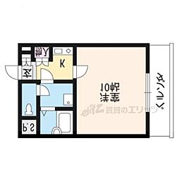 ピラーズ御所西 1Kの間取図画像