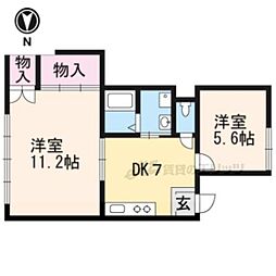 グランタック浄福寺 1LDKの間取図画像
