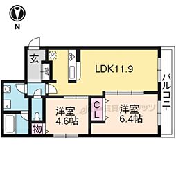 イスターナイマイ鴨川西 2LDKの間取図画像