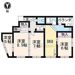 ファーストコート紫野 4DKの間取図画像