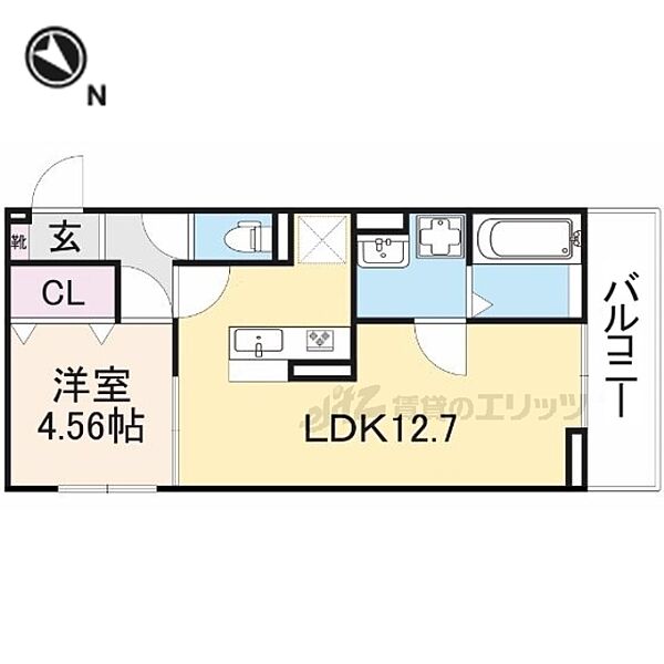 滋賀県栗東市北中小路(賃貸アパート1LDK・3階・41.86㎡)の写真 その2