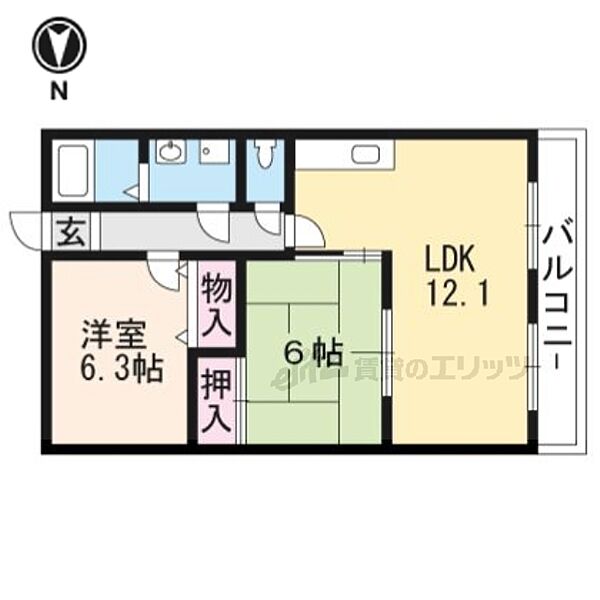 滋賀県野洲市市三宅(賃貸マンション2LDK・1階・53.32㎡)の写真 その2