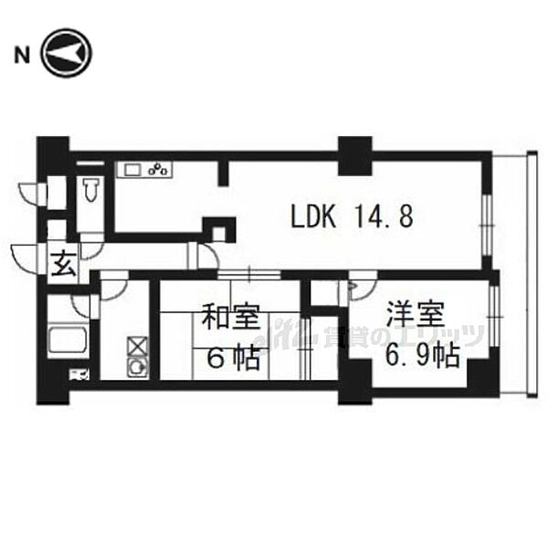 京都府京都市南区吉祥院九条町(賃貸マンション2LDK・8階・62.59㎡)の写真 その2