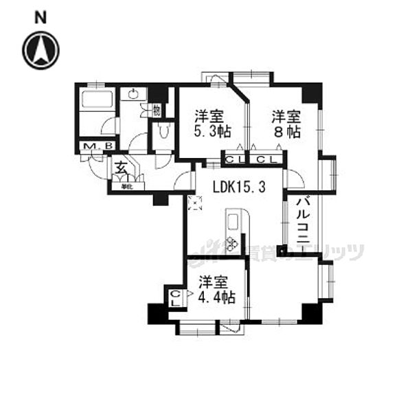 京都府京都市中京区高倉通三条下る丸屋町(賃貸マンション3LDK・2階・72.00㎡)の写真 その2