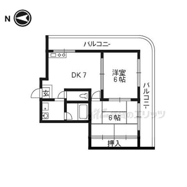 京都府京都市下京区油小路通綾小路下る風早町(賃貸マンション2DK・2階・41.94㎡)の写真 その2