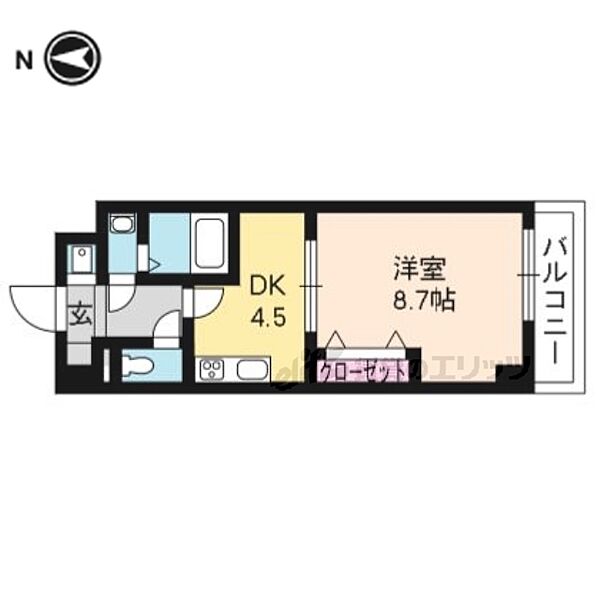 織花館 315｜京都府京都市右京区西京極東池田町(賃貸マンション1DK・3階・30.40㎡)の写真 その2