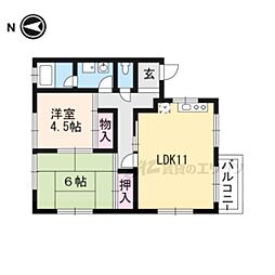 ガーデンハウス南郷1 2LDKの間取図画像