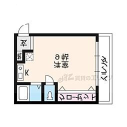 コーポ・ラ・メール 2階ワンルームの間取り