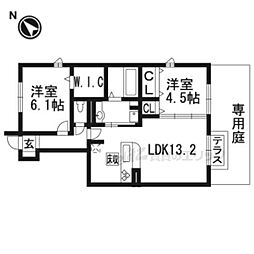 サンフェリーチェ 1階2LDKの間取り