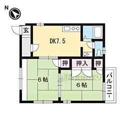 福崎ハイツ 2DKの間取図画像