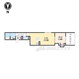 GRAMM丹波口 1LDKの間取図画像