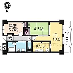 パインフィールド七条 7階2LDKの間取り