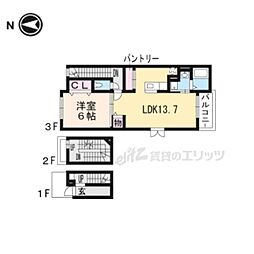 アクアビュー石山 1LDKの間取図画像