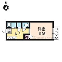 小寺ハイツ 1Kの間取図画像
