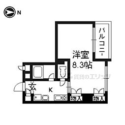 烏丸五条悠 1Kの間取図画像