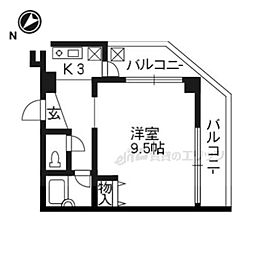 カルテットコボリC棟 1Kの間取図画像