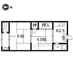片間ハイツ 2Kの間取図画像
